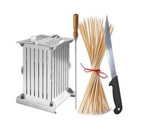 Cube Fabrication Brochettes 56 Pcs Arrosticini, Kebab, Souvlaki - Acier Inox - Avec Couteau + 70 Bâtonnets - Démontable, Facile à Nettoyer - Utilisation Maison et Pro