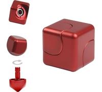 Cube Fidget Hand Spinner Finger Toy Réducteur de Stress EDC Toy, acier inoxydable R188 Bearings(Red)