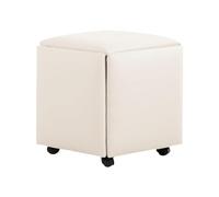 Cube gigogne 5 en 1 en cuir synthétique beige avec roulettes pivotantes, repose-pieds empilable multifonction et fauteuil canapé pour salon, chambre à coucher, meubles colorés