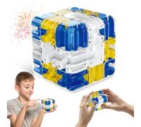Cube Labyrinthe Jouet Puzzle, Cubes à Billes Jouet Labyrinthe Puzzle Jouets, 3D Cubes à Billes Jouet, Éducatifs Labyrinthes 3D pour Enfant, pour Développer la Concentration (Bleu)