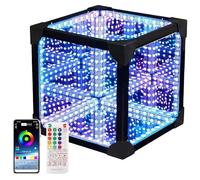 Cube Lumière Tunnel 3d Infini, Lampe Led Rgb Intelligente Avec App & Télécommande, Décoration De Table Réactive Au Son, Lampe De Nuit Effet Tunnel 3d Alimentée Par Usb Pour Chambre Salon S 20*20*20cm
