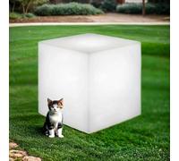 Cube lumineux solaire LED + changeur de couleur RGBW + variateur + télécommande L : 40 cm Blanc IP65 Lampe de jardin Terrasse Lampe extérieure Jardin