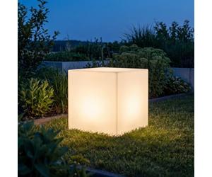 Cube lumineux solaire LED + changeur de couleur RGBW + variateur + télécommande L : 40 cm Blanc IP65 Lampe de jardin Terrasse Lampe extérieure Jardin