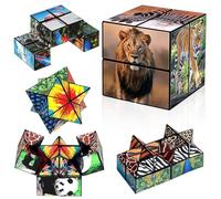 Cube-Magique 2 en 1 Motifs Animaux Speed-Cubes pour Enfants 3D- Puzzle-Cubes Décompression pour Garçons et Filles et Adultes Créatifs Cadeau