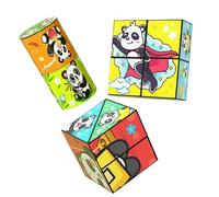 Cube Magique Pliable Et Créatif en Forme De Panda for Enfants, Ensemble De Cubes Magiques 3D à Retournement, Anti-Stress Et Anti-Anxiété, Transformable, for Enfants Et Adultes(3PCS(B))