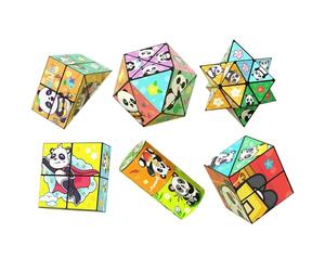 Cube Magique Pliable Et Créatif en Forme De Panda for Enfants, Ensemble De Cubes Magiques 3D à Retournement, Anti-Stress Et Anti-Anxiété, Transformable, for Enfants Et Adultes(6PCS)