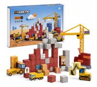 Cube magnétique enfant, jeu de construction 72 pièces, voyage dès 3 ans | Jeu magnétique enfant, boîte légère et blocs à assembler pour créer maisons, véhicules ou grues en voiture, avion et vacances