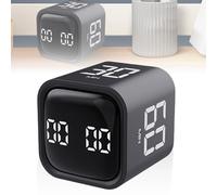 Cube - Minuteur numérique - Capteur de gravité - Minuteur rotatif - Rechargeable - Avec son réglable - Pour enfants, étude, sport, cuisine, travail - Noir