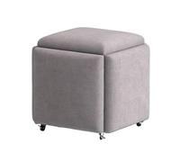 Cube multifonction 5 en 1 avec roulette pivotante et siège rembourré, tabouret de canapé en tissu technique coloré pour salon, chaise empilable (gris clair, 114 x 114 x 114 cm)