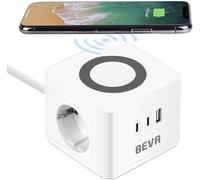 Cube Multiprise Avec Usb C + Charge Sans Fil 10W, 6 En 1 Multiprise Avec Interrupteur + 2 Prises + 2 Usb C+1 Usb A, 2500W/10A Cube Prise Multiple Pour Maison Cuisine Bureau, Cable [DYB981550]