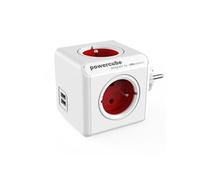 Cube Multiprise Power Cube Original 4 prises 2xUSB rouge