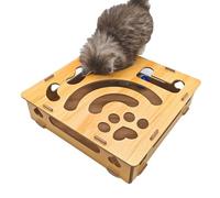Cube Puzzle Interactif Pour Gratter Les Chats - 33x33x8 Cm Jeu Amusant, Construction En Bois, Jouet Pour Les Défis De Chasse Avec Cloche Fournissant Une Activité Physique | Maison Voyage Balc