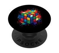 Cube Puzzle Splash Art - Jeux Casse-Tête Géométrique PopSockets PopGrip Adhésif