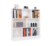 Cube Rangement à 3 Niveaux COSTWAY-8 Compartiments Ouverts-2 Kits Anti-Basculement-Capacité Max 160 KG-100 x 24 x 104 CM-Blanc