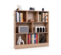 Cube Rangement à 3 Niveaux COSTWAY-8 Compartiments Ouverts-2 Kits Anti-Basculement-Capacité Max 160 KG-100 x 24 x 104 CM-Naturel