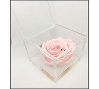 Cube rose stabilisé rouge parfumé - Le Cube avec une véritable rose qui dure plus de 5 ans 8cm rose
