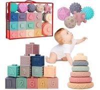 Cube Sensoriel à Empiler Bébé 6-12 Mois - Jouet d'Éveil Montessori - Doux et Sécuritaire - Cadeau