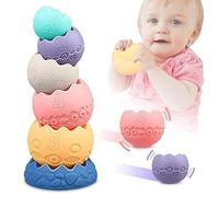 Cube Sensoriels Souples a Empiler - Jouets Montessori - Bloc de Construction Doux - Jouets de Bain Den