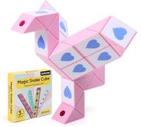 Cube Serpent Magique Avec Thème Poker, 36 Blocs De Cube Serpent Rapide Pour Remplir Les Sacs De Fête Pour Les Enfants, Casse-Tête Éducatif Serpent Jouets Amusants Cadeaux De Fête (Rose)