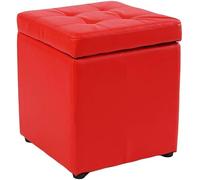 Cube Simili Cuir De Rangement Ottoman Repose-Pieds Banquette, Boîte à Jouets avec Charnière Supérieure Boîte D’Organisateur pour La Maison Et Le Bureau, Red, 30x30x35cm(12x12x14inch)