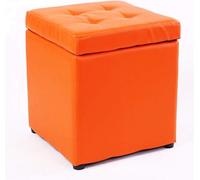 Cube Simili Cuir De Rangement Ottoman Repose-Pieds Banquette, Boîte à Jouets avec Charnière Supérieure Boîte D’Organisateur pour La Maison Et Le Bureau, Blue, 30x30x35cm(12x12x14inch)