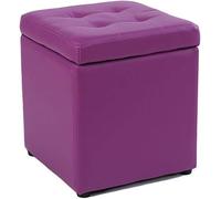 Cube Simili Cuir De Rangement Ottoman Repose-Pieds Banquette, Boîte à Jouets avec Charnière Supérieure Boîte D’Organisateur pour La Maison Et Le Bureau, Purple, 30x30x35cm(12x12x14inch)