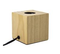 Cube table lamp in wood, E27 base compatible, IP20, 60W max power