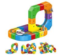 Cube Track,Circuit Train Electrique,Routique Train 3D,ItinéRaires De Trains 3D avec Cubes Stem,Trains Electrique Enfant (51 pcs)