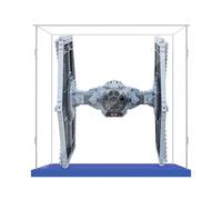 Cube Transparent Vitrine 20x20x20 avec Base Bleue,3mm Acrylique Anti Poussière Boîte de Présentation pour Creative Workbench 21265 Imperial TIE Fighter 75300 Agrabah's Palace 40613 76247 31133