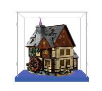 Cube Transparent Vitrine 30x30x30 avec Base Bleue,3mm Acrylique Anti Poussière Boîte de Présentation pour Hocus Pocus Le Manoir des Sœurs Sanderson 21341 10370 60375 75583 76261