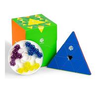 Cube Triangle Magnétique 60 Aimants, Cube Pyramide sans Autocollants, Speed Magic Cube Pyraminx avec IPG Magnétique/GES+/4 Niveaux Elastiques Remplaçables, Cadeau Enfant Adultes Version Amélioré