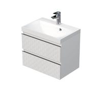 Cube Way 60x47,5x40 cm meuble de salle de bain suspendu 2 tiroirs avec lavabo en marbre coulé, blanc mat (CUBE3D602ZB)