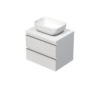 Cube Way 60x47,5x46 cm meuble de salle de bain suspendu 2 tiroirs avec plaque + vasque, blanc mat (CUBE3D46602ZBKD)