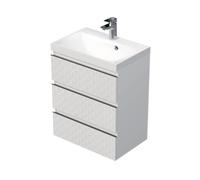 Cube Way 60x71x40 cm meuble de salle de bain suspendu 3 tiroirs avec lavabo en marbre coulé, blanc mat (CUBE3D603ZB)