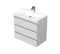 Cube Way 80x71x46 cm meuble de salle de bain suspendu avec lavabo et plaque de recouvrement, blanc mat (CUBE3D46803ZBVER)