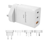 Cubenest Chargeur PD de Voyage 65 W, 2 Ports USB C + USB A, PD 3.0, avec Bloc d'alimentation GaN Tech USB C PD Charge Rapide Compatible avec iPhone, MacBook, Tablette et Plus Encore
