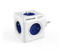 Cubenest PowerCube Bloc multiprise original - 5 compartiments - Design à pois rouges - Sécurité enfant - ABS robuste - Polyvalent pour le bureau et la maison - 16 A/250 V - Bleu
