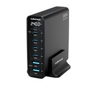 Cubenest Station de charge USB 240 W, 2 ports USB A + 4 chargeurs USB C avec écran LCD, chargeur GaN USB C, PD 3.1, adaptateur d'alimentation 6 ports compatible avec MacBook Pro/Air, iPhone,