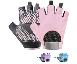 CubePlug Boys Girls Non-Slip Cycling Gloves Half Finger - Padded Grips Palm for Unisex Children, Ideal for Summer Riding, MTB, Bike, Sports, Hiking, Climbing, and Gym