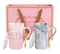 CubePlug Élégantes tasses en céramique marbrée pour anniversaire de couple, cadeaux de mariage pour mariée et marié, cadeau de Noël et de Saint-Valentin - Ensemble de tasses à café (Type-B)