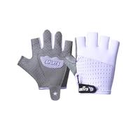 CubePlug Kids Cool Mesh Cycling Gloves - Stretchy Adjustable Anti-Slip Fingerless Gloves for Scooter, Roller Skating & Bike Riding [SPT] (Purple L)