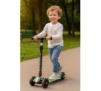 CUBERRO 3 Wheel Toddler Scooter for Kids Ages 3-8 Years Old Boy Girl, Foldable Kids Scooter with 4 Adjustable Height, Extra-Wide Childrens Kick Scooter (Green and Black)