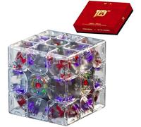 CuberShop QY X Man Tornado V4 M The Wind Rider 10e anniversaire Édition spéciale limitée (1200 unités dans le monde), Qiyi 3x3 Purple Red Transparent Core MagLev Speed Cube, grande boîte cadeau de
