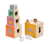 Cubes à empiler en bois coloré
