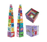 10 cubes à empiler Djeco Nature et animaux Rouge