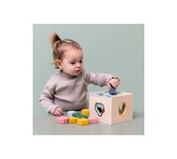 Cubes à formes en bois animaux beige