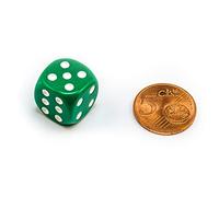 Cubes acryliques colorés individuels de Waldfelsen® : cubes oculaires en verre acrylique matériel de jeu accessoires dés 16 mm W6 D6 taille standard Knobel Dice 6 côtés (Couleur : vert)