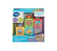 VTech - Cubes Animaux Surprises - Jouet à Empiler Bébé - 5 Cubes Empilables, Cache-Cache Animaux - Jeu de Motricité Fine et d'Éveil - Cadeau Bébé Dès 6 Mois - Contenu en Français