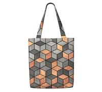 Cubes de béton et de cuivre，Sacs d'épicerie réutilisables, sacs fourre-tout de grande capacité, sac à bandoulière en toile