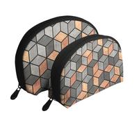 Cubes De Béton Et De Cuivre, Trousse de Maquillage Coquille Femme Petit Porte-Monnaie Trousse de Toilette Trousse à cosmétiques 2 pièces